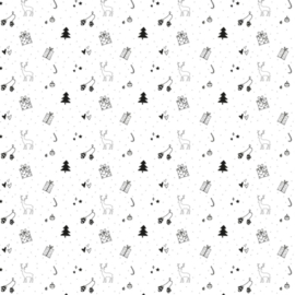 Cadeaupapier kerstpatroon wit