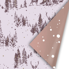 Cadeaupapier winterlandschap paars