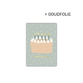 Minikaartje ‘Happy birthday’ groen