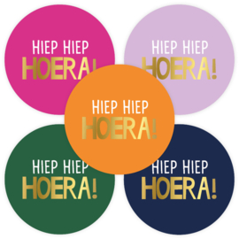 Sticker - Hiep hiep hoera veelkleurig (5st)
