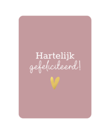 Kaart ‘Hartelijk gefeliciteerd’ roze