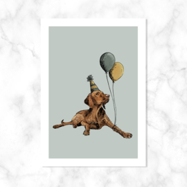 Kaart ‘Hond met ballonnen’