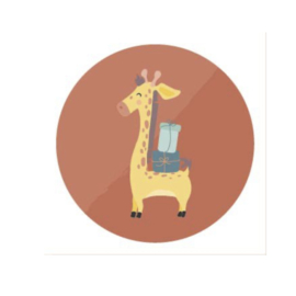 Sticker ‘Giraffe met cadeautjes’ (5st)