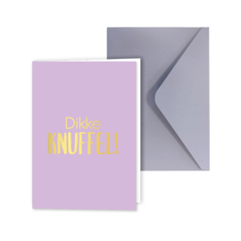 Kaart ‘Dikke knuffel!’ Lila (dubbel met envelop)