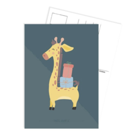 Kaart ‘Giraffe met cadeautjes’