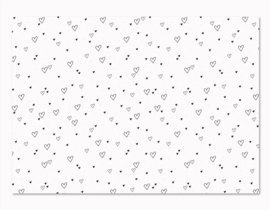 Cadeaupapier (50 cm) hartjes zwart/wit