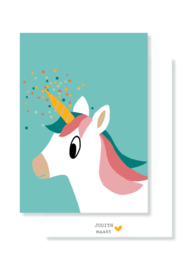 Kaart ‘Unicorn’ blauw