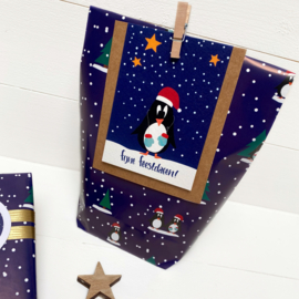 Cadeaupapier kerst pinguins