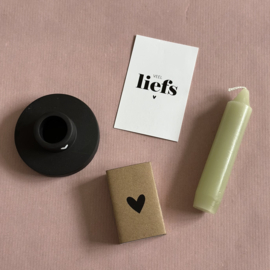 Cadeausetje met kaarsje (groen/roze) en kaartje naar keuze