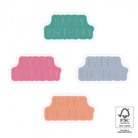 Sticker - Happy Birthday - 4 kleuren (5st)