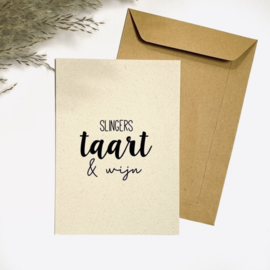 Kaart ‘Slingers, taart & wijn’