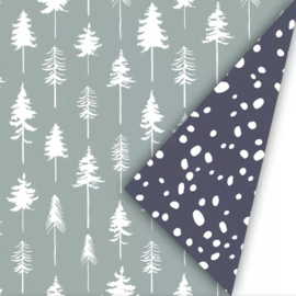 Cadeaupapier (30 cm) kerstbomen/sneeuw