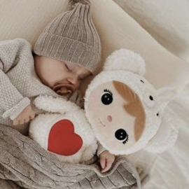 Metoo doll Bear (met naam) -  Wit met rood hart  46 cm