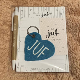 Juffen cadeauset - Notitieblok, pen & sleutelhanger