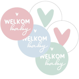 Ronde stickers Welkom baby  |  10 stuks
