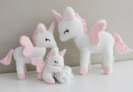 Metoo Unicorn knuffel (met naam) - Wit/roze 32 cm