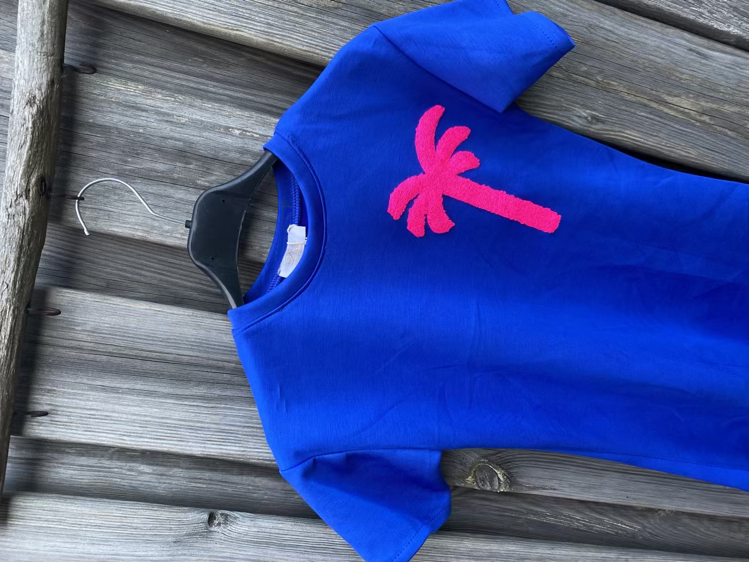 Jurk met palmboom - Kobalt blauw