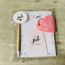 Juffen cadeauset - Notitieblok, pen & sleutelhanger