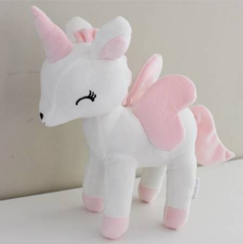 Metoo Unicorn knuffel (met naam) - Wit/roze 26cm