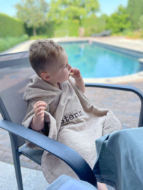 Badponcho met naam - Cream