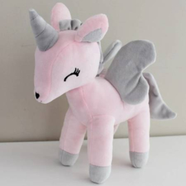 Metoo Unicorn knuffel (met naam) - Roze/grijs 26cm