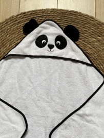 Panda badcape - Wit met zwart