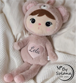 Metoo doll Bear (met naam) -  Roze 50 cm