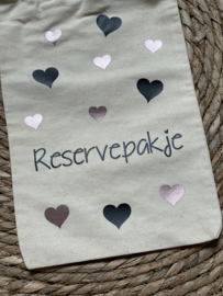 Zakje - Reservepakje 'zwart en rosé gold hartjes' 20x30cm