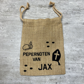 Pepernoten zakje met naam - Jute  - Pepernoten van …. - 15x20cm