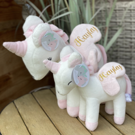 Metoo Unicorn knuffel (met naam) - Roze/grijs 26cm