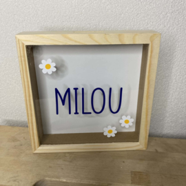 Spaarpot met naam en bloemen - 13x13 cm