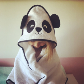 Panda badcape - Wit met zwart