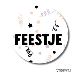 Ronde stickers Feestje  |  10 stuks