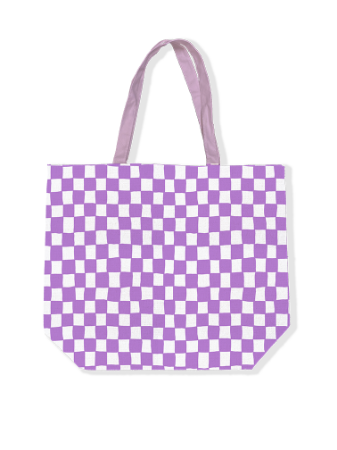 Canvas tas / shopper Handdraw grid Paars/wit