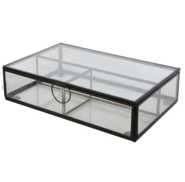 Glazen box  |  Zwart 22x14x4,5 cm |  3 vaks