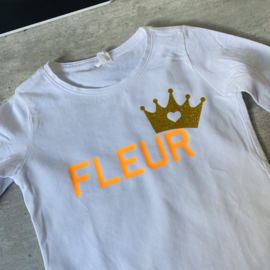 Koningsdag shirt - Naam en Glitter Kroon