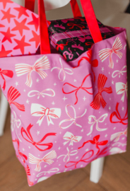 Canvas tas / shopper Strikjes Red/Pink