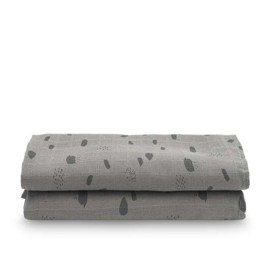 Jollein hydrofiele multidoek Large 115x115cm Spot storm grey 2-pack