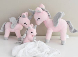 Metoo Unicorn knuffel (met naam) - Roze/grijs 26cm