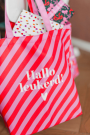 Canvas tas / shopper Stripes - Hallo leukerd!