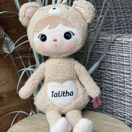 Metoo doll Bear (met naam) -  Beige 70 cm
