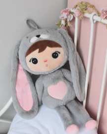 Metoo doll Bunny (met naam) -  Grijs/roze 50cm