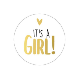 Ronde stickers It’s a girl zwart/wit/gold |  10 stuks