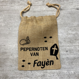 JUTE PEPERNOTEN ZAKJE  - Pepernoten van …. - 15x20cm