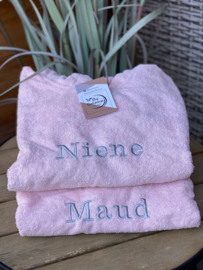 Badponcho met naam - Blush