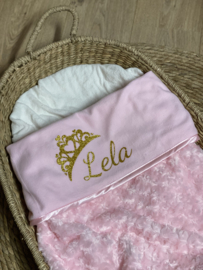 Baby deken roosjes met naam - Roze