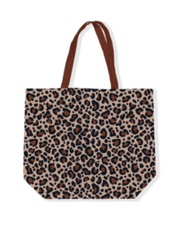 Canvas tas / shopper Leopard Mokka/Beige