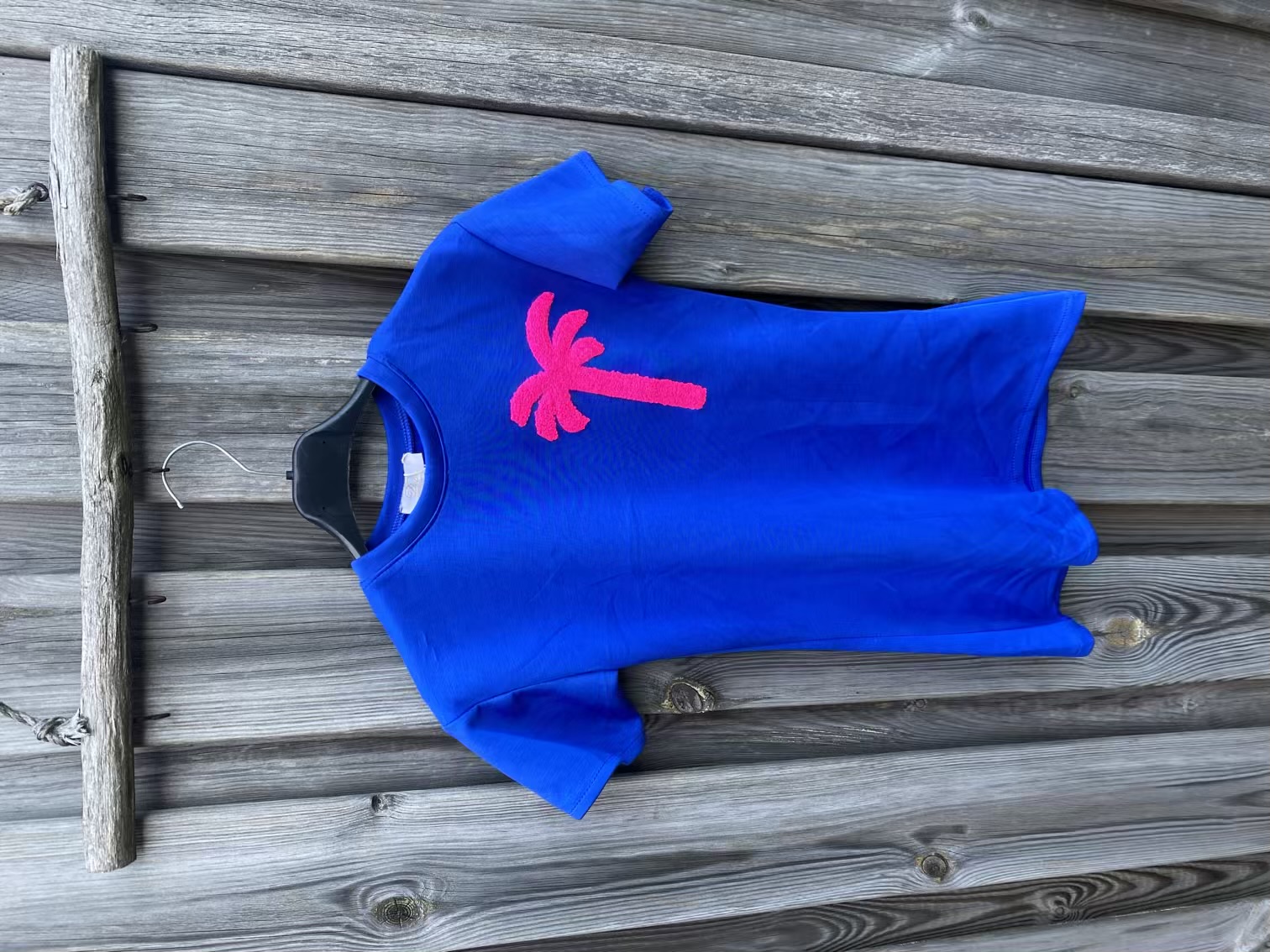 Jurk met palmboom - Kobalt blauw