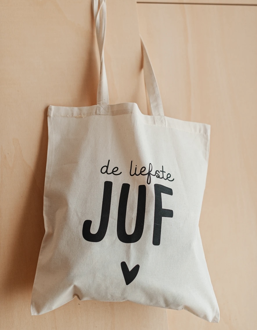 Canvas Tas de liefste JUF