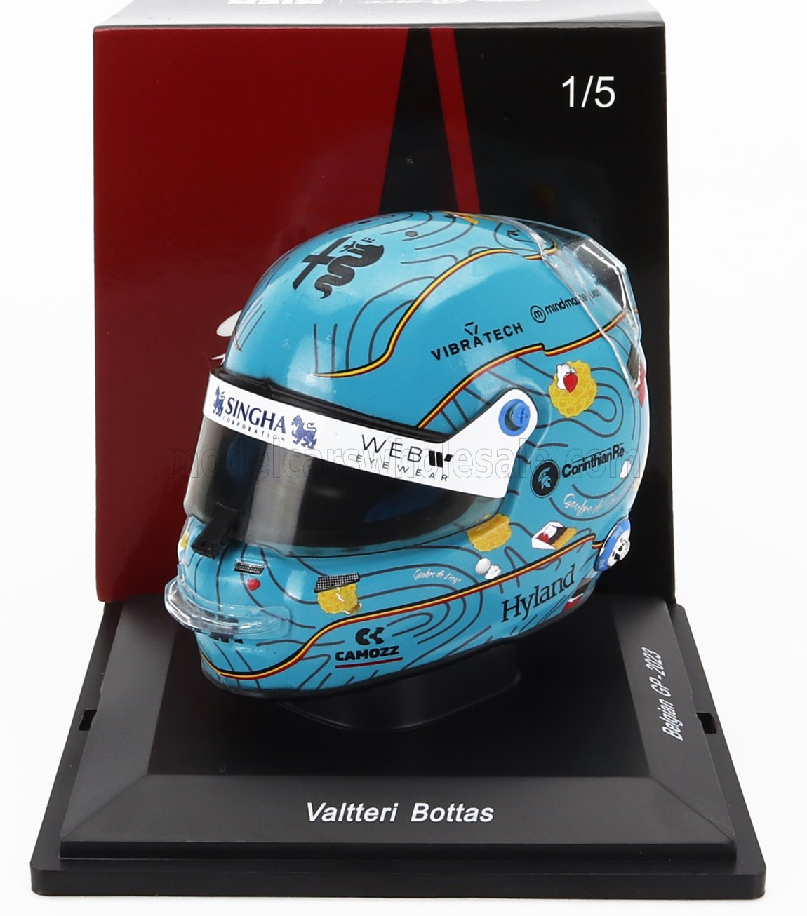 Valtteri Bottas Helmet Alfa Romeo Belgium GP 2023 - licht blauw - 1/5